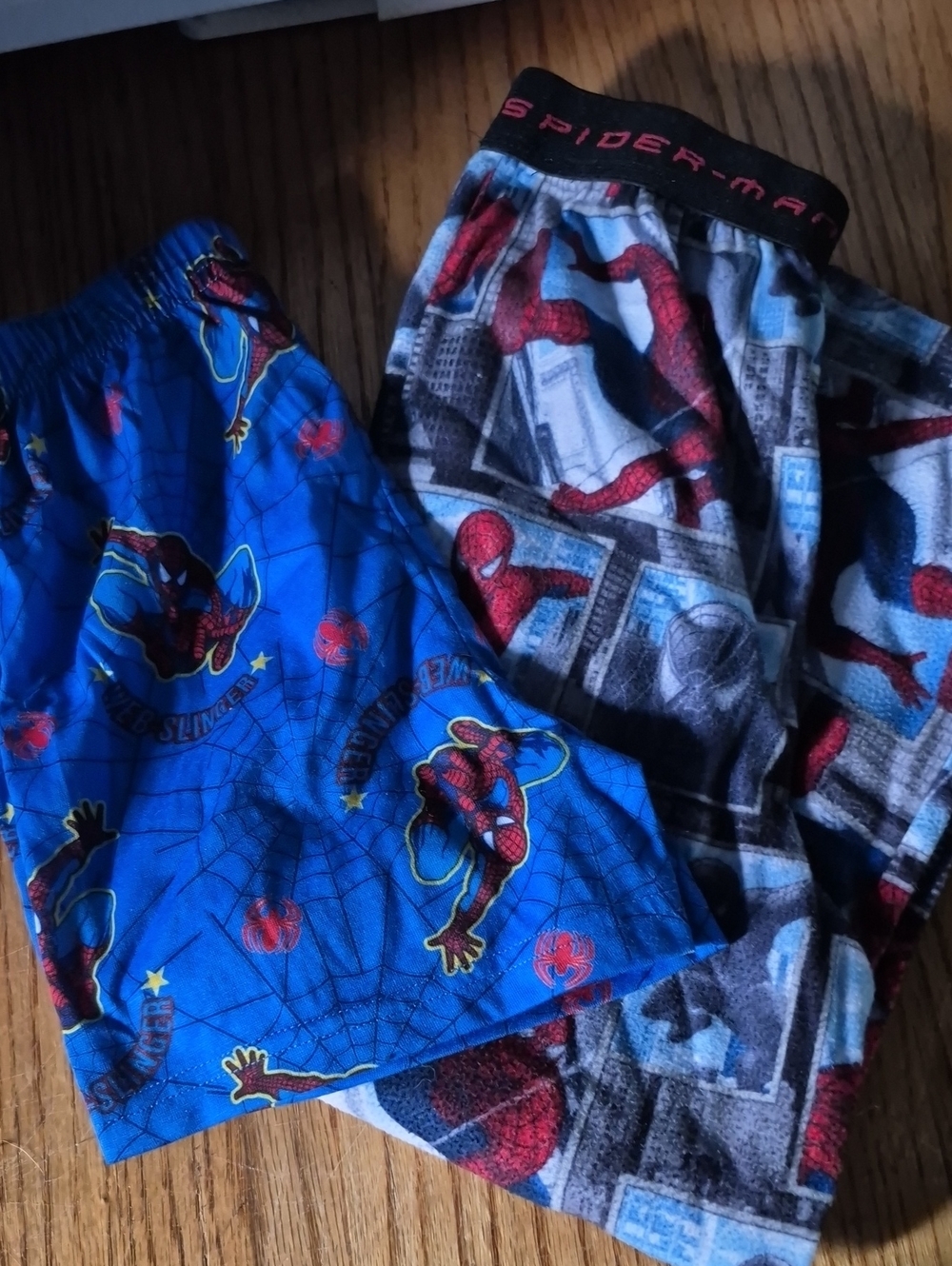 Lot 2 Spiderman Kids Blue and Black Pajama Bottoms Mixed Sizes - 2-Pack